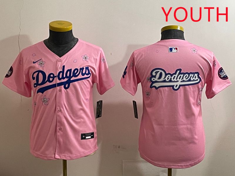 Youth Los Angeles Dodgers Blank Pink Sakura Edition 2025 Nike MLB Jersey style 13->youth mlb jersey->Youth Jersey